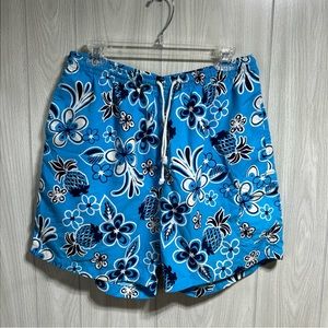 Men’s Blue tropical Print Swim Shorts Size Large
